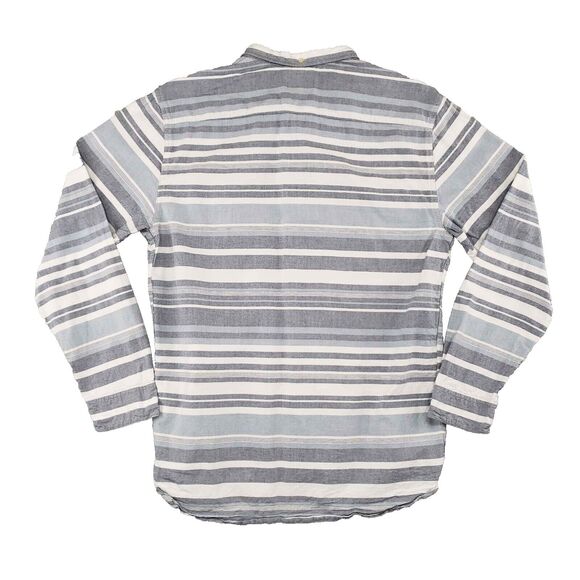 Quiksilver Blue Striped Long Sleeve Shirt Mens Medium Modern Fit‎ y2k Skater - Picture 2 of 5